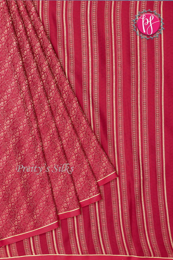 PURE KADDI BANARASI GEORGETTE SILK SAREE-DeepRed-PA14778