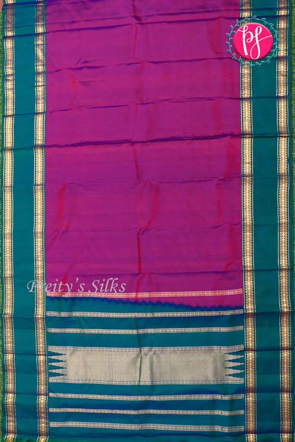 Kanchipuram Soft Silk Saree-Dualshadepurple And Peacockblue-PA20390