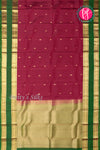 Half Pure Kanchipuram Silk Saree-Burgundy And Green-PA24684