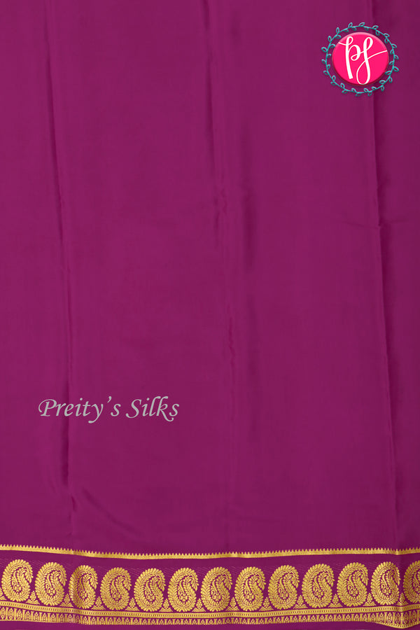 Pure Mysore Crepe Silk Saree-Pistagreen And Deepwine-PA20648