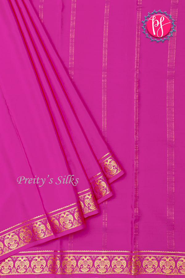 Pure Mysore Crepe Silk Saree-Gandaberunda Border-Mejentapink-PA26362
