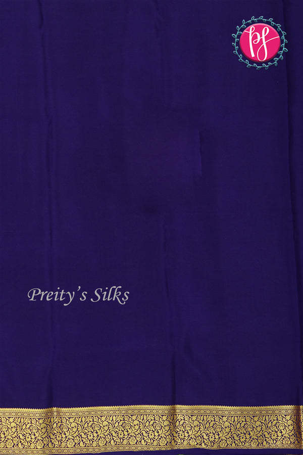 Pure Mysore Crepe Silk Saree -Green And Navyblue-PA01164