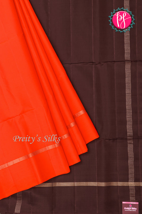 Kanchipuram Soft Silk Saree-Rustorange And Brown-PA35021
