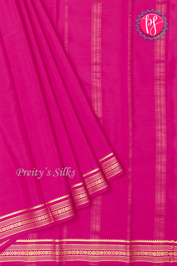 Pure Mysore Crepe Silk Saree -Mejenta pink-PF46924