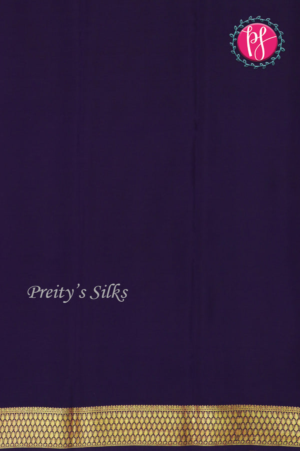 Pure Mysore Crepe Silk Saree -Pink with Navy Blue-PF79511