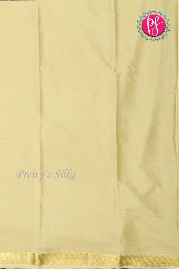 Pure Mysore Crepe Silk Saree -DeepPurple And warm yellow-gold PA09448