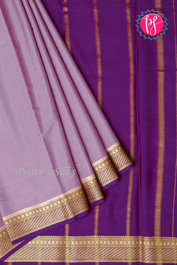 Pure Mysore Crepe Silk Saree-Mauve And Purple-PA22436