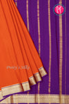 Pure Mysore Crepe Silk Saree-Brickred And Purple-PA28962