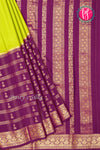 Pure Mysore Crepe Silk Saree-Olive green And DeepBurgundy -PA46832