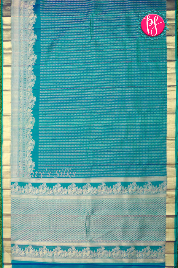 Pure Kanchipuram Silk Saree-Tealblue-PA20363