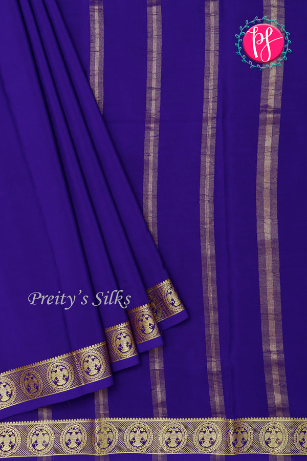 Pure Mysore Crepe Silk Saree-Navyblue-PA29132