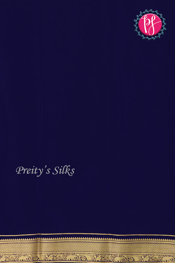 Pure Mysore Crepe Silk Saree -Navyblue-PA01342