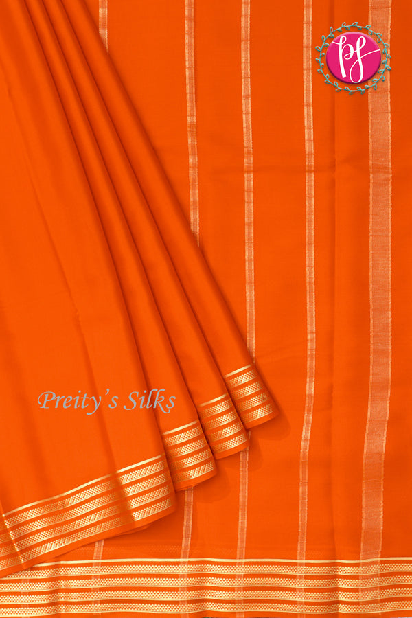 Pure Mysore Crepe Silk Saree -Orange-PA03145