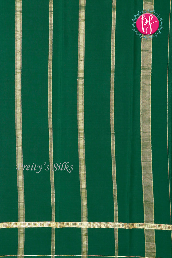 Pure Mysore Crepe Silk Saree-Bottlegreen-PA19482
