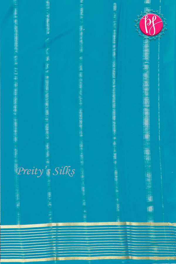 Pure Mysore Crepe Silk Saree-Olive Green And Tealblue-PA28865