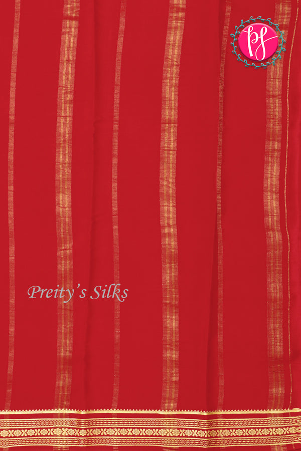 Pure Mysore Crepe Silk Saree -Red-PF46924