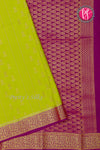 Pure Mysore Crepe Silk Saree -Olive green And Mejentapink-PA01162