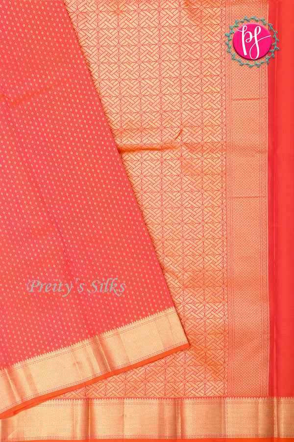 Pure Kanchipuram Silk Saree-Orange-PA20310