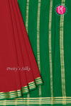 Pure Mysore Crepe Silk Saree-Red And Green-PA19960