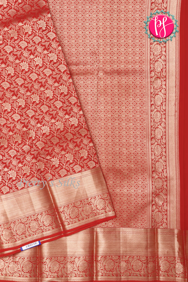 Pure Brocade Kanchipuram Silk Saree-Red-PA24536