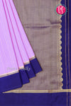 Pure Mysore Crepe Silk Saree Contrast PlainBorder -Lightlavender Navyblue-PA10788