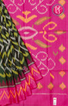Pure Pochampally Soft Silk saree - Bottle Green - Ligth Pink -PF38077