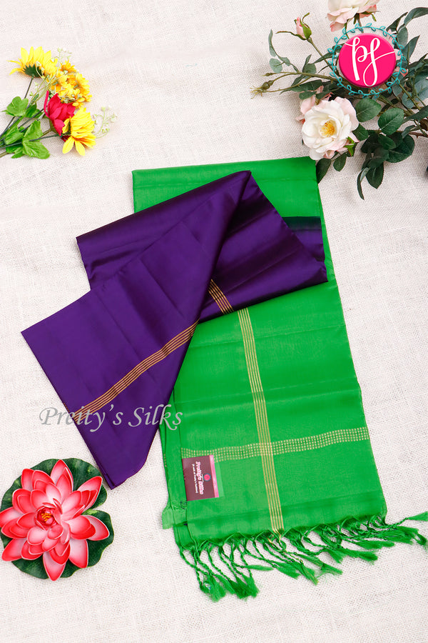 Kanchipuram Soft Silk Saree-Royalblue And Parrotgreen-PA35021