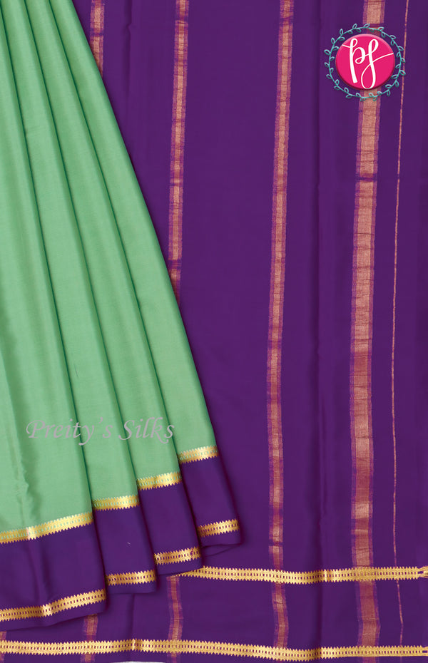 Pure Mysore Crepe Silk Saree With Contrast Bentex Border-PF39162