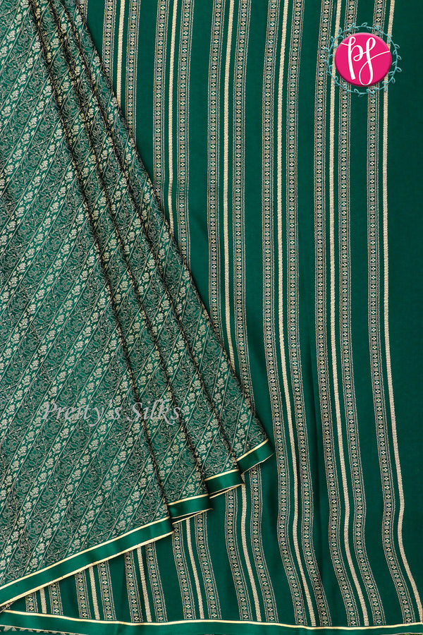 PURE KADDI BANARASI GEORGETTE SILK SAREE-Bottlegreen-PA14778