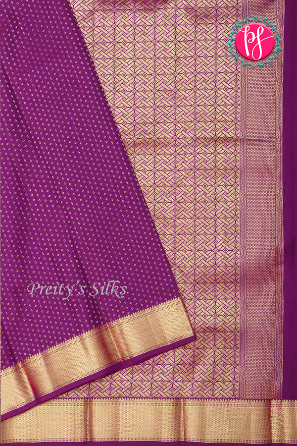 Pure Kanchipuram Silk Saree-Deep purple-PA20310