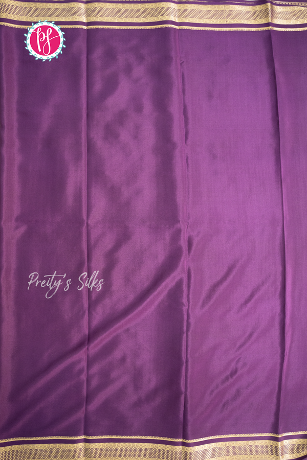 Pure Mysore Crepe Silk Saree-Pastelgreen And Deeppurple- PA57314