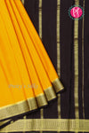 Pure Mysore Crepe Silk Saree-Mustardyellow And Black-PF82729