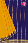 Pure Mysore Crepe Silk Saree-Mustardyellow And Navyblue-PA19960