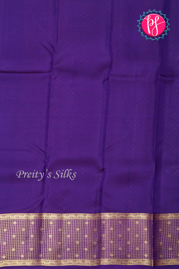 Half Pure Kanchipuram Silk Saree-Peacock blue And Purple-PA24692