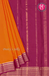 Pure Mysore Crepe Silk Saree-Brick orange And Darkpink-PF66917