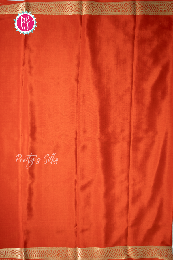 Pure Mysore Crepe Silk Saree-Orange- PA57163