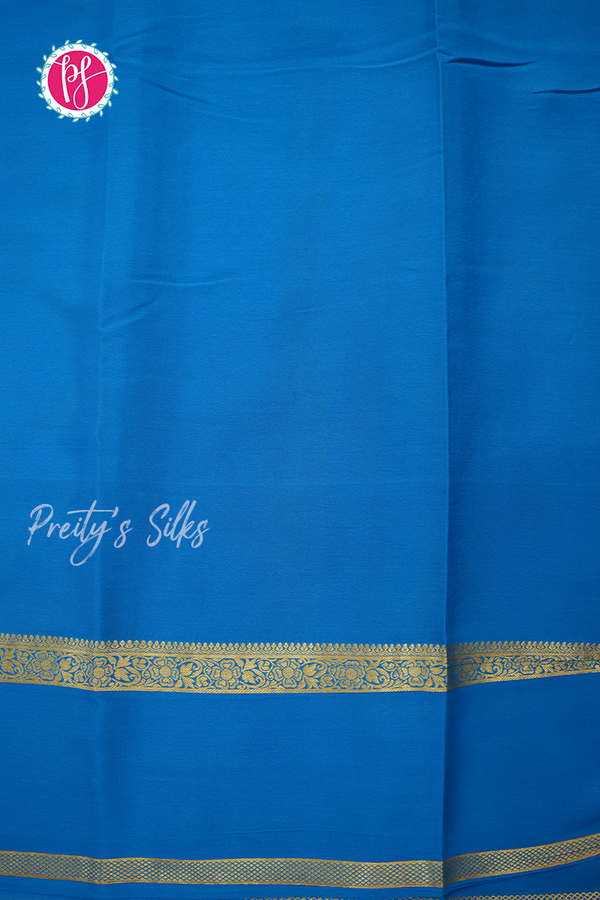 Pure Mysore Crepe Silk Saree-Royalblue And Tealblue- PA56316