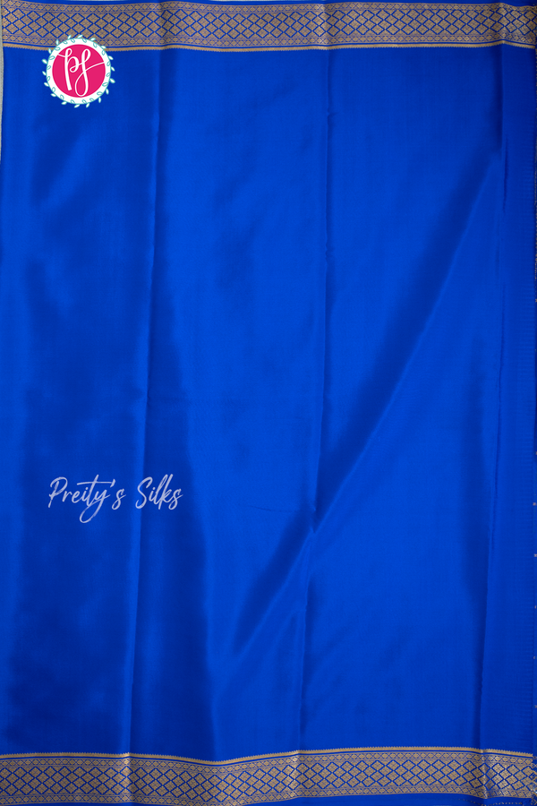 Pure Mysore Crepe Silk Saree-Royalblue- PA57163