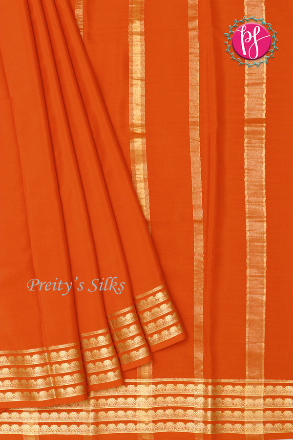 Pure Mysore Crepe Silk Saree-Orange-PA19558