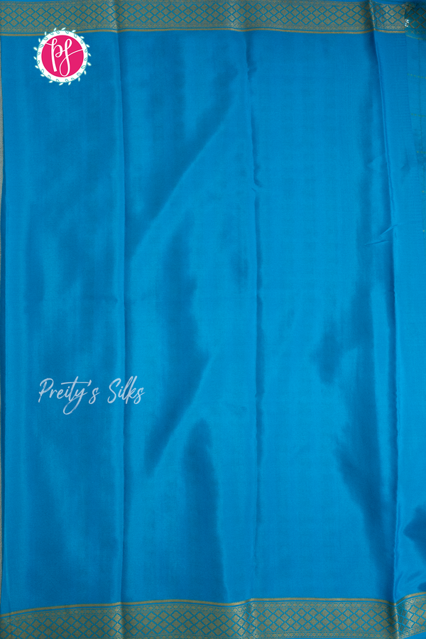 Pure Mysore Crepe Silk Saree-Tealblue-PA57163