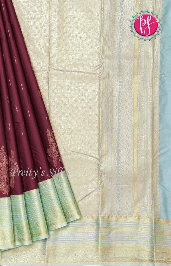 Half Pure Kanchipuram Silk Saree-PF60512