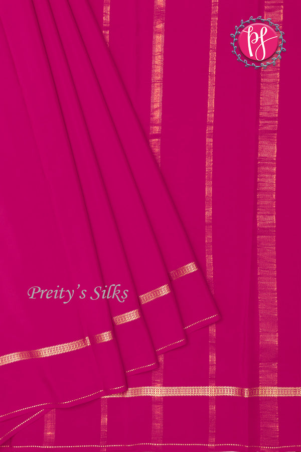 Pure Mysore Crepe Silk Saree-Rich Magentapink-PA19482