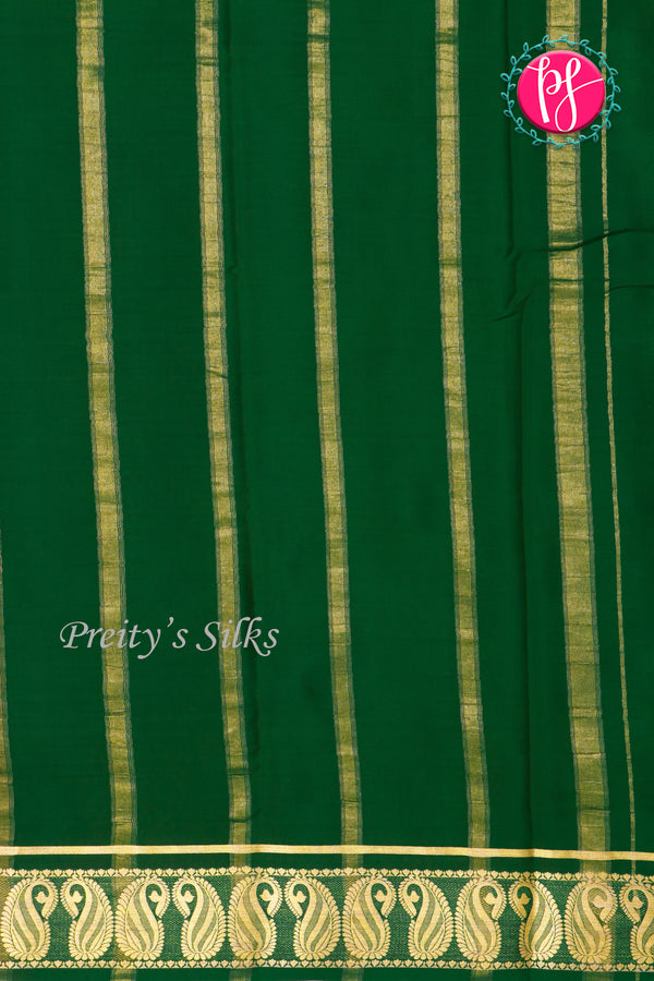 Pure Mysore Crepe Silk Saree -Orange And Bottlegreen-PA47159