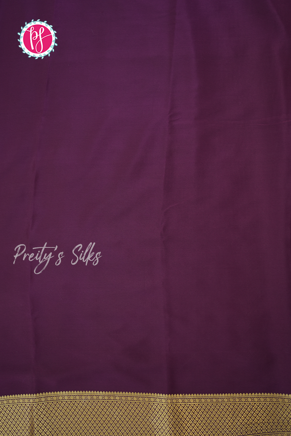 Pure Mysore Crepe Silk Saree-Half And Half pattern-Mauve And Deepwine- PA56238