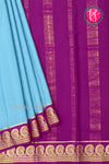 Pure Mysore Crepe Silk Saree-Sky Blue And Purple-PA20648