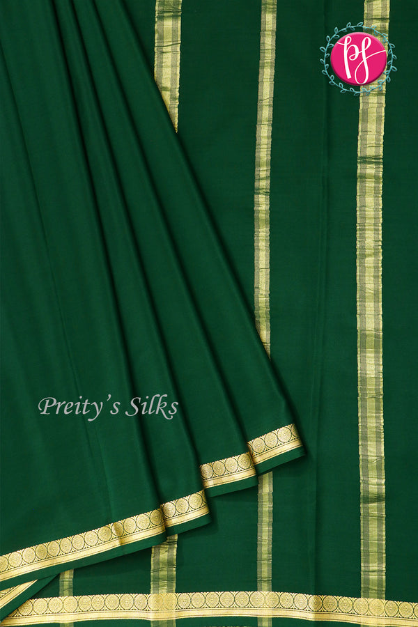 Pure Mysore Crepe Silk Saree -Bottlegreen-PA11134