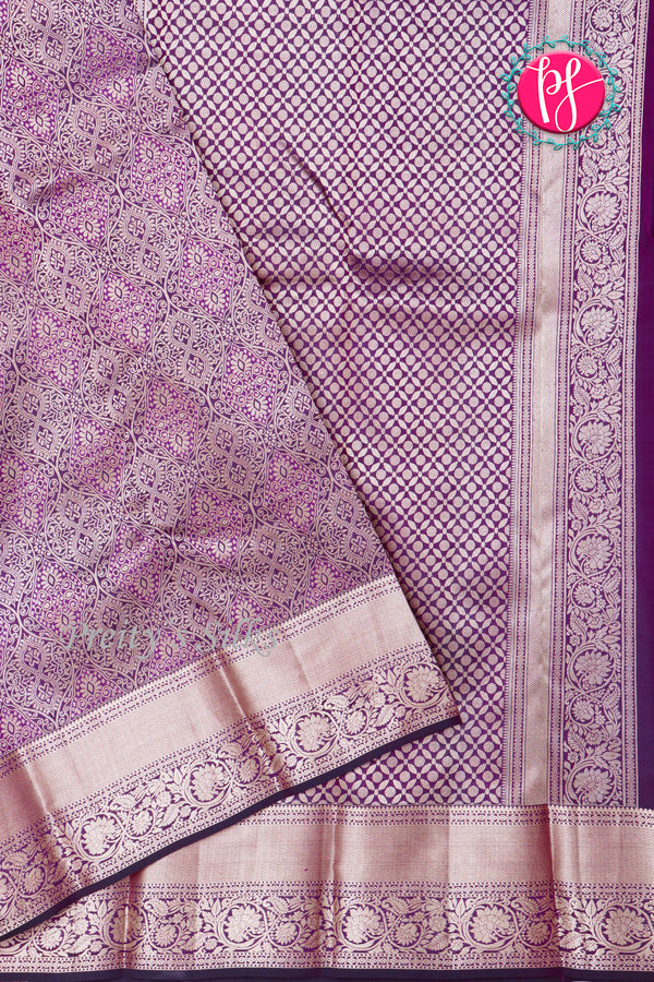 Pure Brocade Kanchipuram Silk Saree-Deeppurple-PA24536