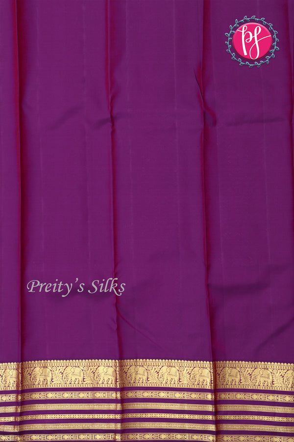 Pure Kanchipuram Silk Saree-Rustorange And Purple-PF47955