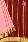 Pure Mysore Crepe Silk Saree -Warm pastel pink And Maroon-PF82621