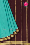 Pure Mysore Crepe Silk Saree -Teal Blue And Chocolatebrown-PA10650